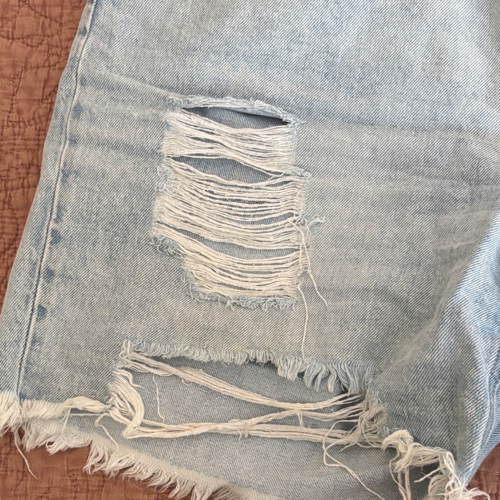 H&M Light Blue Distressed Jean Shorts - Picture 4 of 5